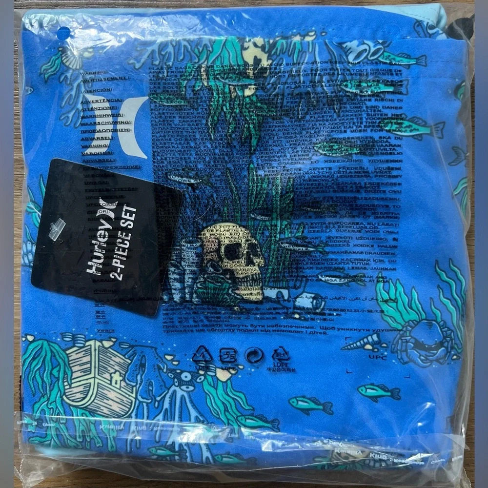 NEW Little Boy Hurley Swim‎ UPF 50+ Long-Sleeve Rashguard & Swim Trunks